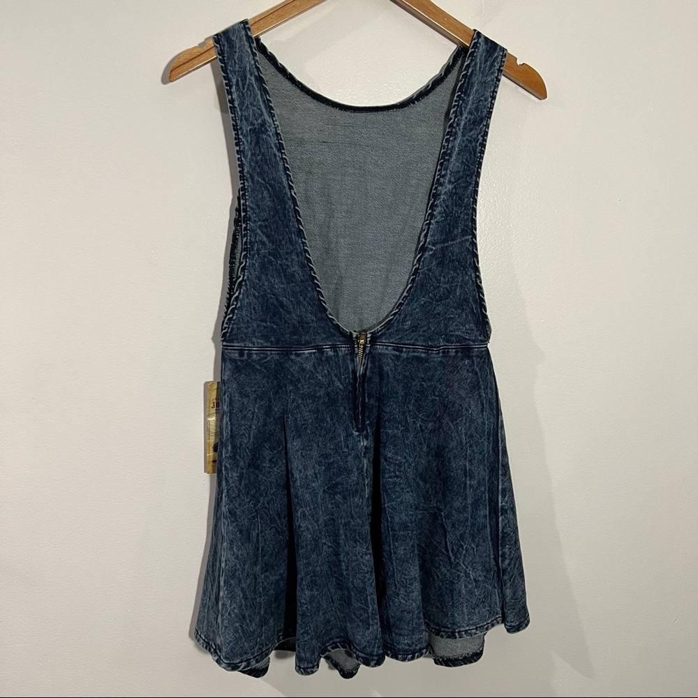 Judy Blue Vintage A-Line Skater Dress In Dark Blue Acid Wash Open Back Size L - Picture 5 of 10